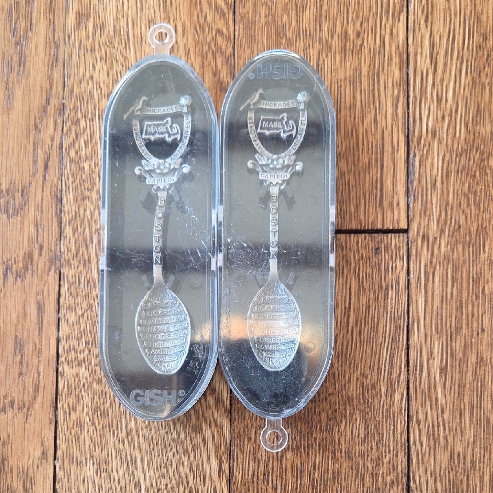 Set of 2 Vintage Massachusetts Souvenir Spoons – Boston, Cape Cod & State